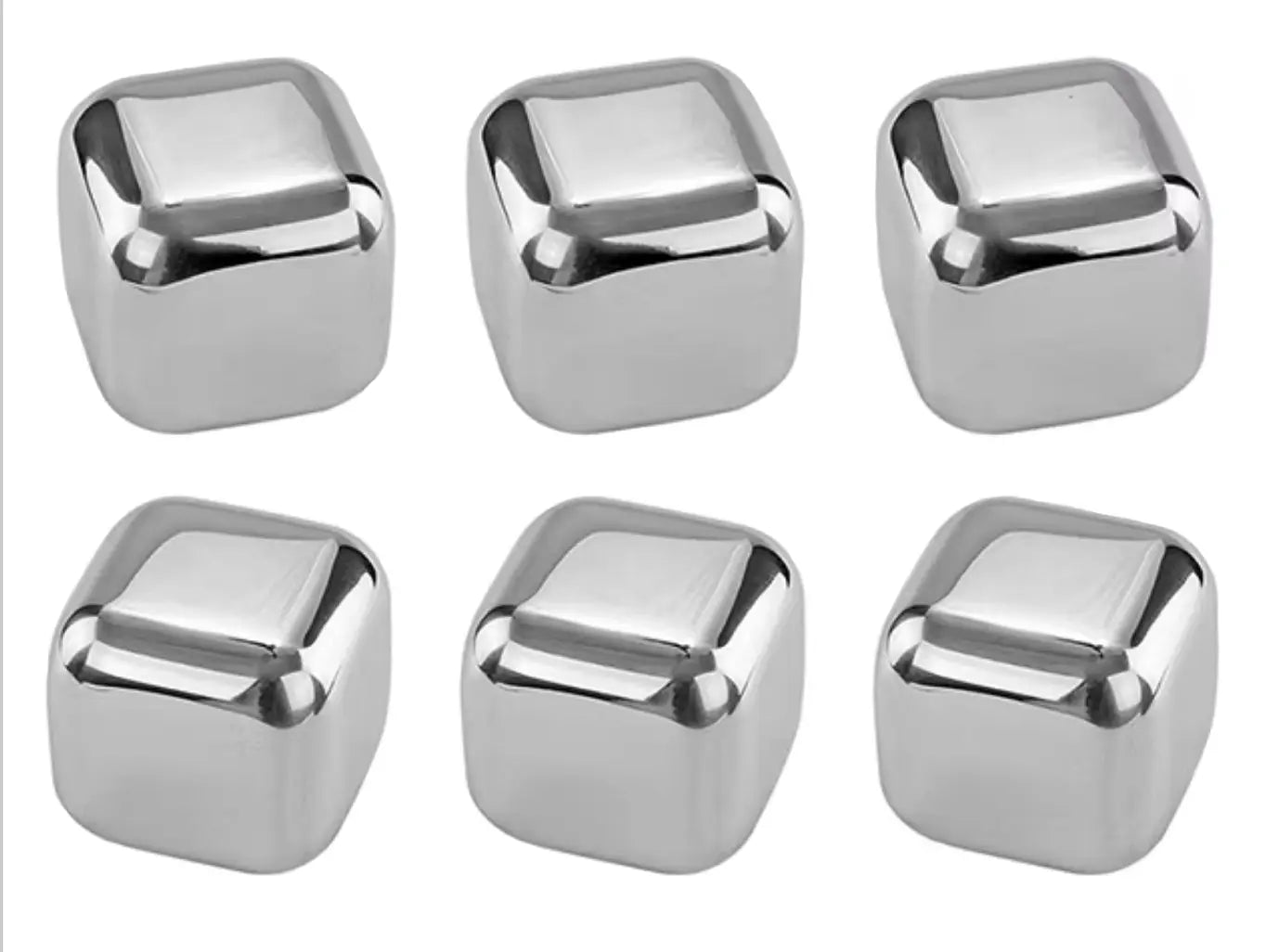 Set 6 Cuburi pentru racirea bauturilor, inox, reutilizabile, cleste, cutie depozitare
