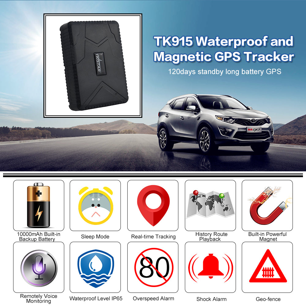 GPS traker, TK915, alarma miscare, perimetru, șoc