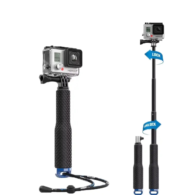 Selfie stick telescopic, din aluminiu, rezistent la apa, pentru camere de actiune