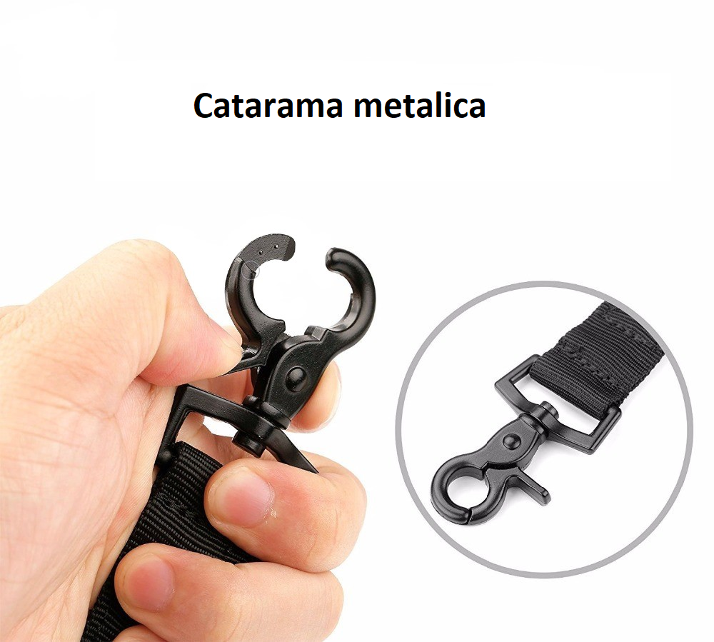 Zgarda si lesa de forta, maner de siguranta, 48-54cm, inel metalic si catarama cupla rapida din aliaj