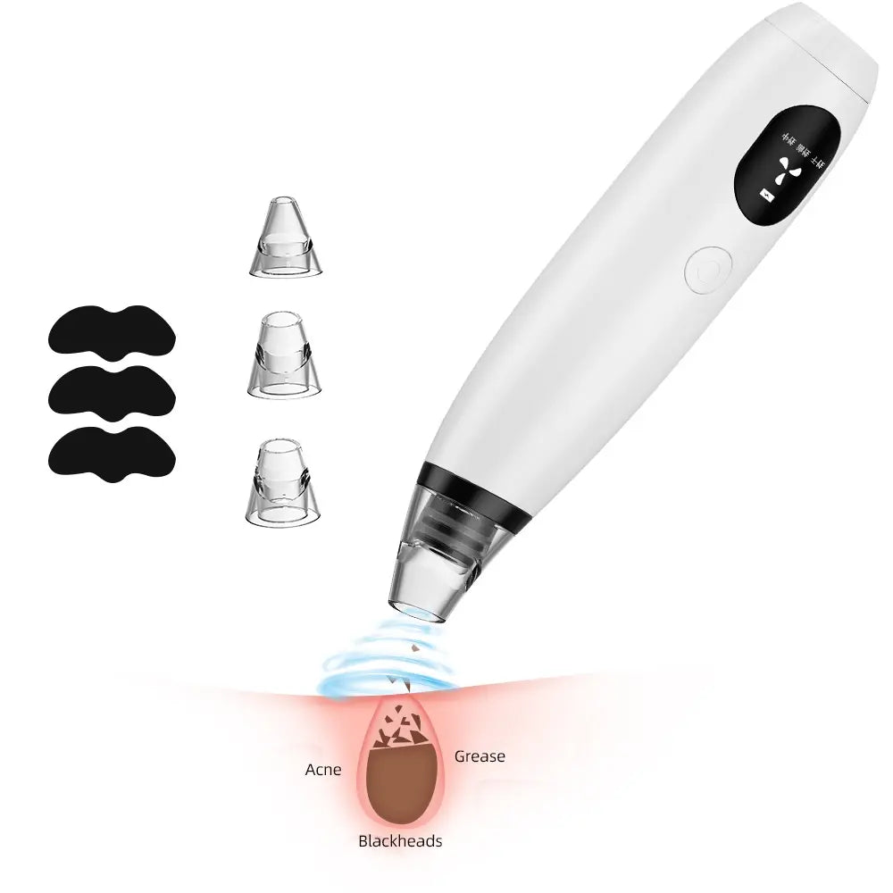 Aparat pentru scos puncte negre, lifting, baterii sau acumulatori, 3 nivele de absorbtie, dispay, alb