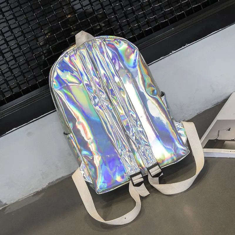 Rucsac Holografic Argintiu Casual Școală BESEDER