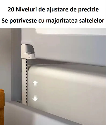 Barieră protecție pat copii pliabilă, montaj rapid, metalică, gri, BESEDER