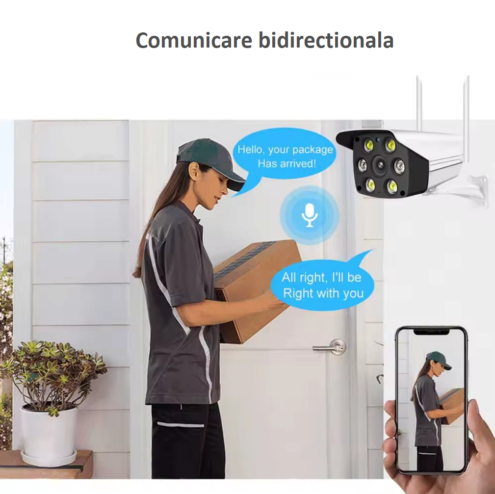 Camera de Supraveghere 2MP WIFI ICSEE PRO, Exterior, Fixa, Comunicare Bidirecțională, Alarmă, BESEDER