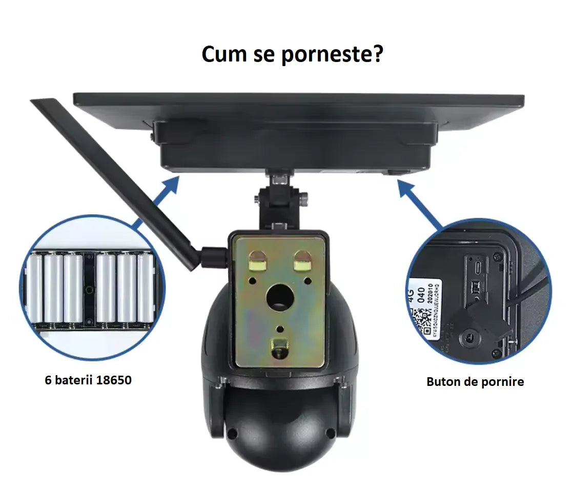 Cameră de Supraveghere WiFi Exterior 4MP, Ubox, cu Panou Solar, Rotire, IP67, Comunicare Bidirecțională - BESEDER