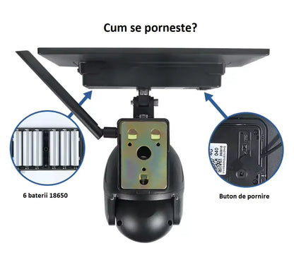 Cameră de Supraveghere WiFi Exterior 4MP, Ubox, cu Panou Solar, Rotire, IP67, Comunicare Bidirecțională - BESEDER