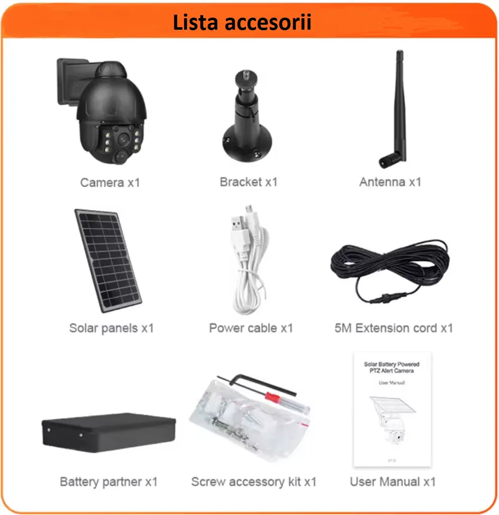 Cameră de Supraveghere WiFi Exterior 4MP, Ubox, cu Panou Solar, Rotire, IP67, Comunicare Bidirecțională - BESEDER