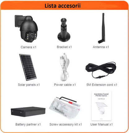 Cameră de Supraveghere WiFi Exterior 4MP, Ubox, cu Panou Solar, Rotire, IP67, Comunicare Bidirecțională - BESEDER