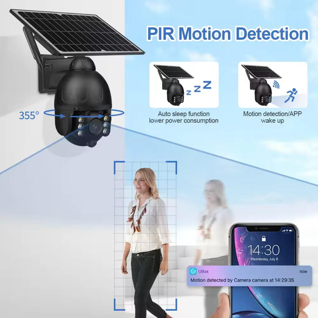 Cameră de Supraveghere WiFi Tuya Exterior, 2MP, cu Panou Solar, Rotire, IP67, Comunicare Bidirecțională - BESEDER