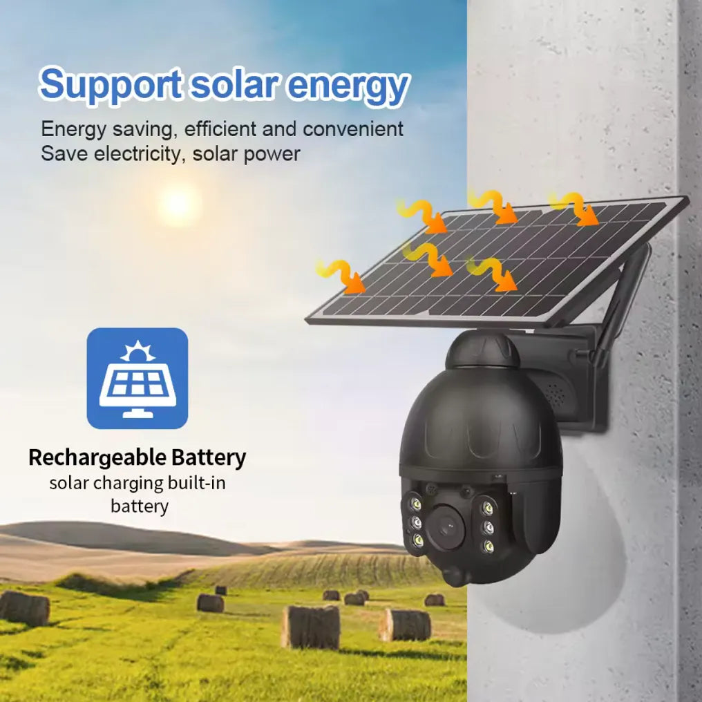 Cameră de Supraveghere WiFi Exterior 4MP, Ubox, cu Panou Solar, Rotire, IP67, Comunicare Bidirecțională - BESEDER