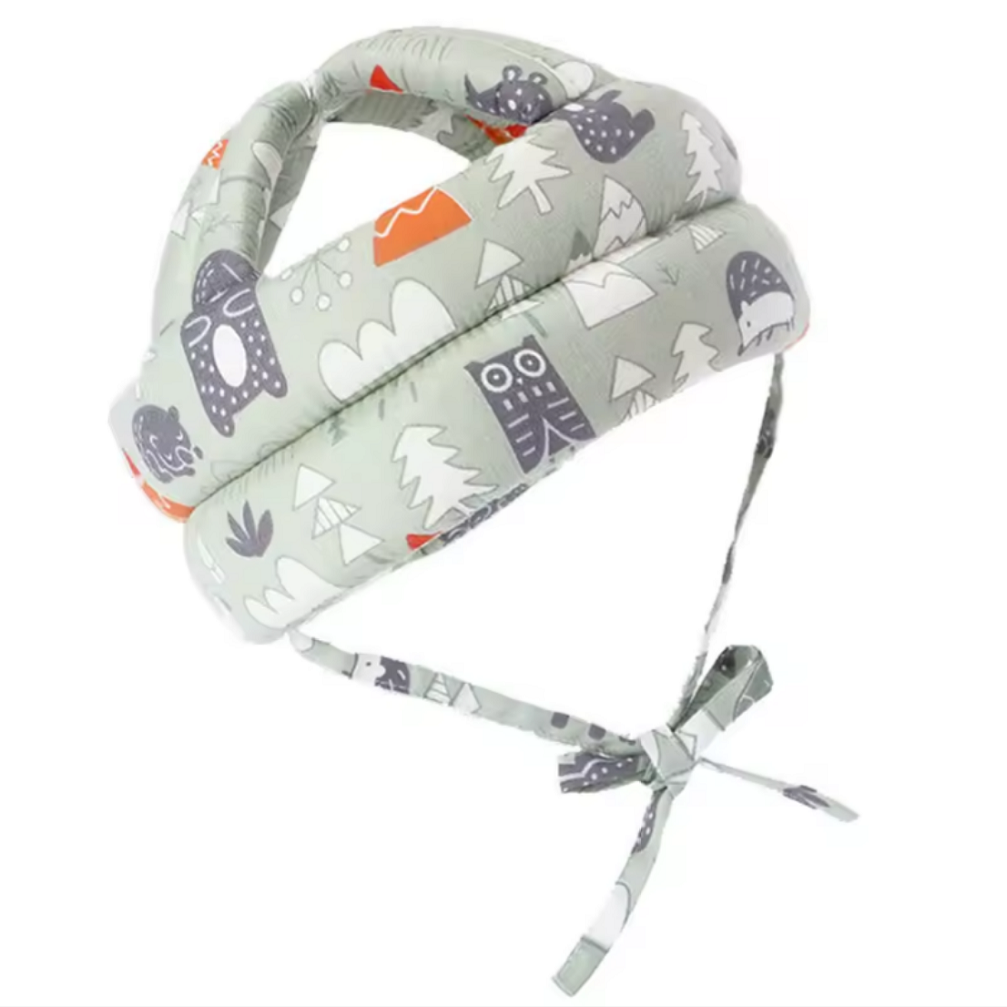 Casca protectie copii 6-36 luni, bumbac plus spuma, ajustabila, 65grame, verde, roz