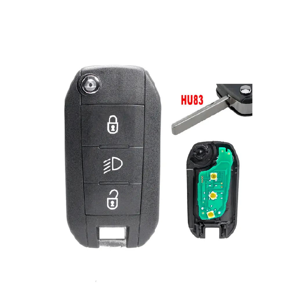 Cheie completă Citroën Peugeot, BESEDER, 3 butoane, 433Mhz, HU83, Cip 46, Far