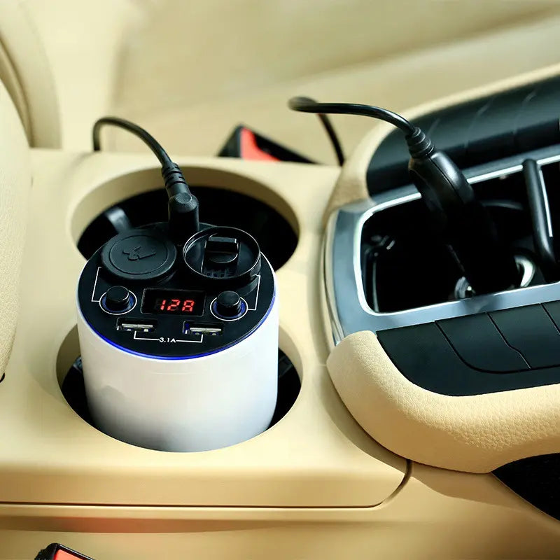 5in1 Difuzor Aroma Bricheta Auto USB Alb, Dual USB 3,1A, Indicator Voltaj, 10ml Iasomie, 12/24V