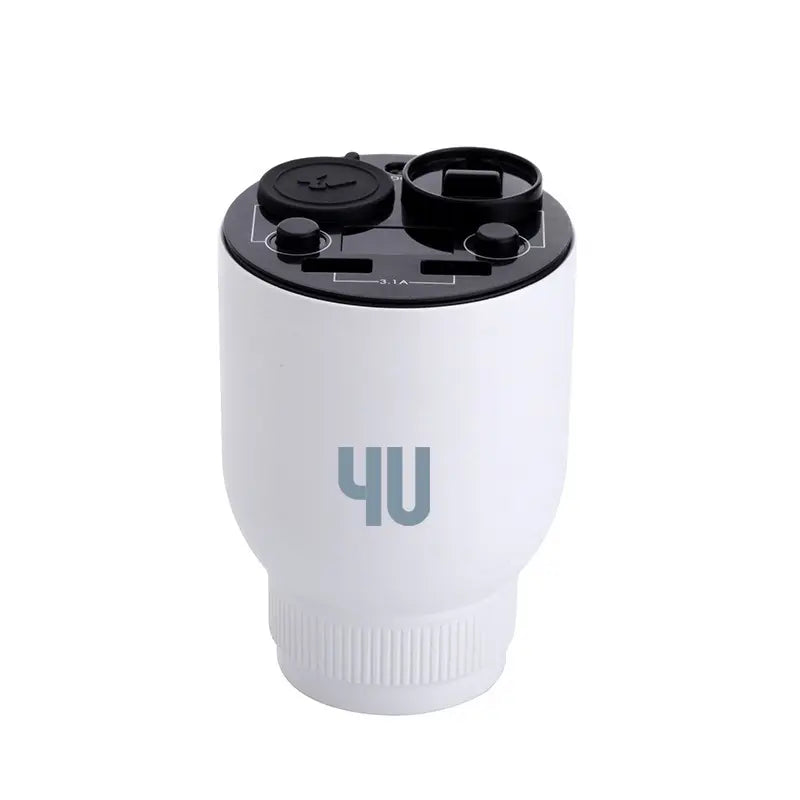 5in1 Difuzor Aroma Bricheta Auto USB Alb, Dual USB 3,1A, Indicator Voltaj, 10ml Iasomie, 12/24V
