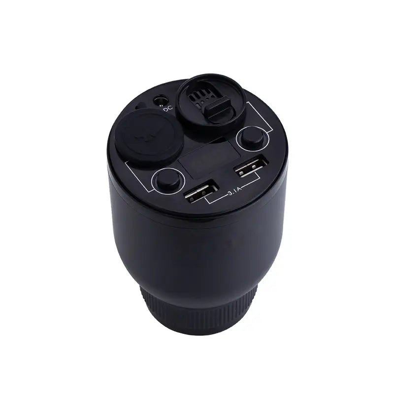 5in1 Difuzor Aroma Bricheta Auto USB Negru, Dual USB 3,1A, Indicator Voltaj, 10ml Iasomie, 12/24V