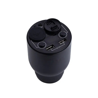 5in1 Difuzor Aroma Bricheta Auto USB Negru, Dual USB 3,1A, Indicator Voltaj, 10ml Iasomie, 12/24V