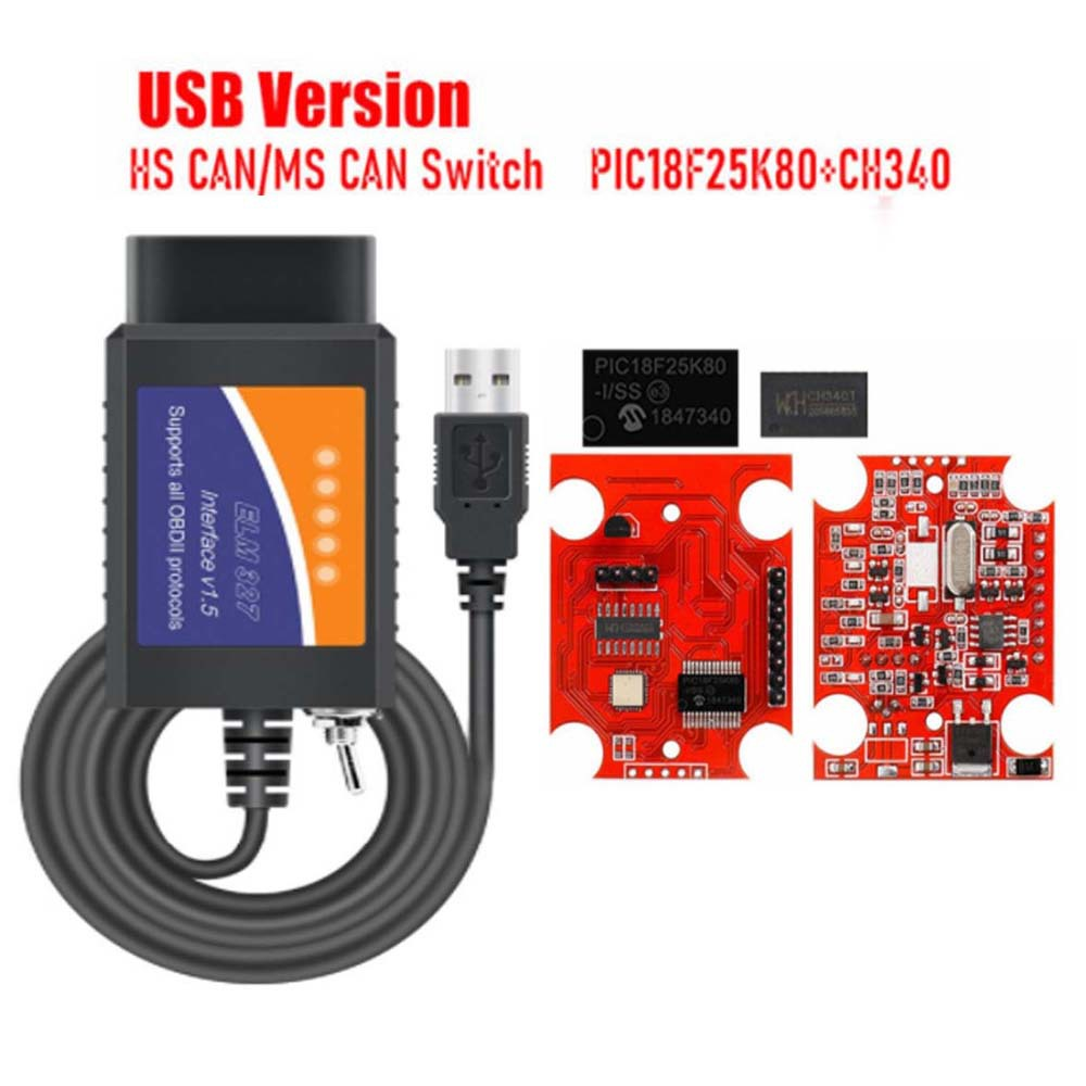 Interfata Diagnoza Auto ELM327 USB, chip 25k80 si CH340, MS CAN, HS CAN, FORScan BESEDER