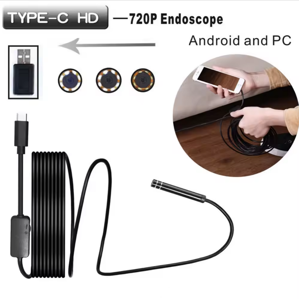 Camera Endoscope, USB Tip C, HD, Flexibila, 5.5 mm, 6 Leduri