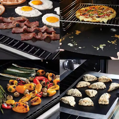 Set de 3 Foliile Antiaderente pentru Grătar, Teflon, BBQ Grill Mat, Rezistente la Căldură