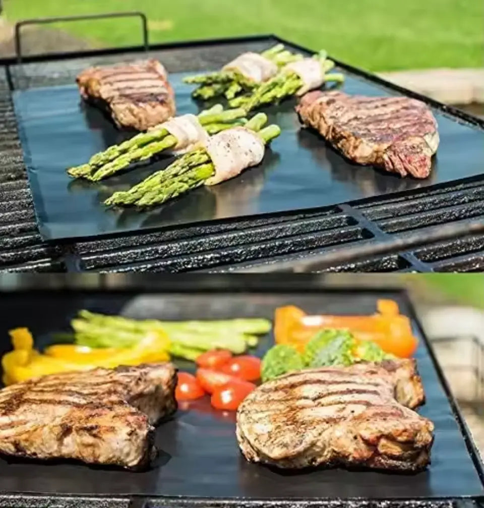 Set de 3 Foliile Antiaderente pentru Grătar, Teflon, BBQ Grill Mat, Rezistente la Căldură