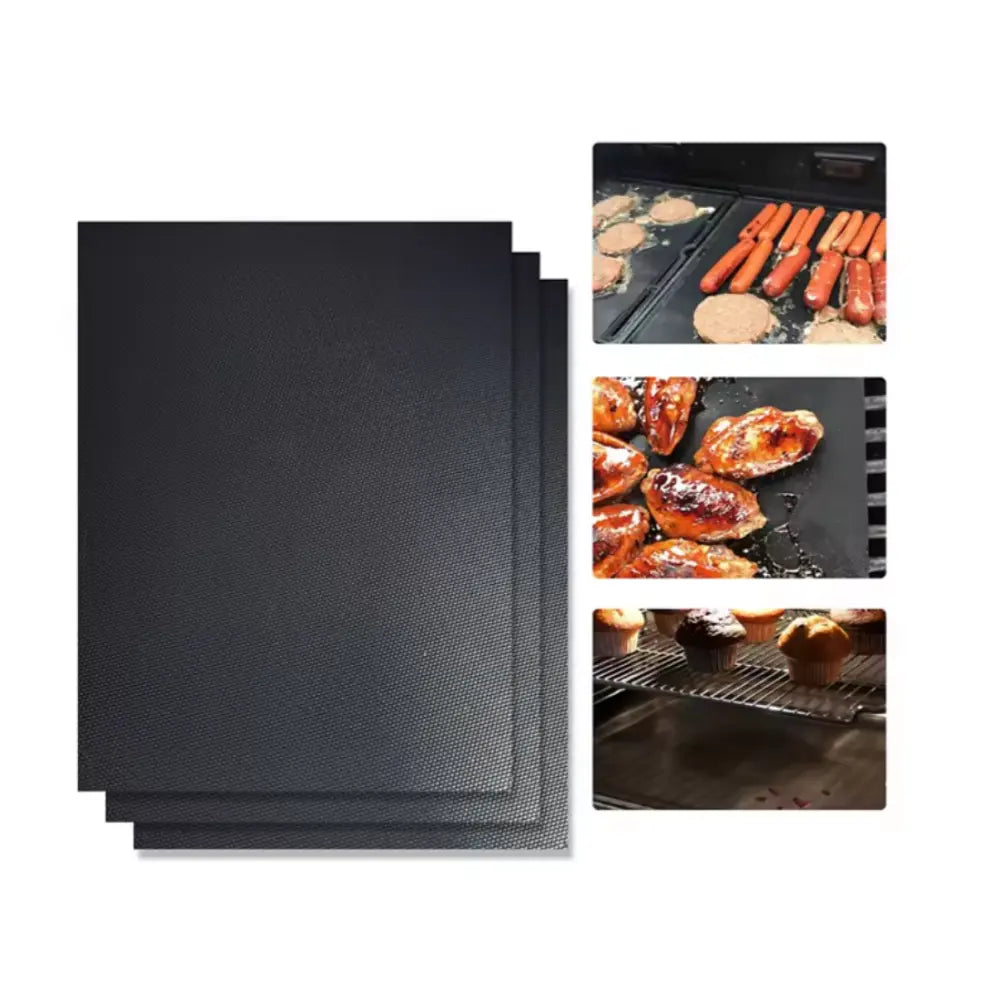 Set de 3 Foliile Antiaderente pentru Grătar, Teflon, BBQ Grill Mat, Rezistente la Căldură