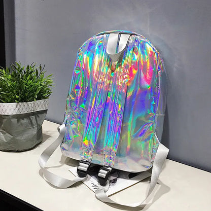Rucsac Holografic Argintiu Casual Școală BESEDER