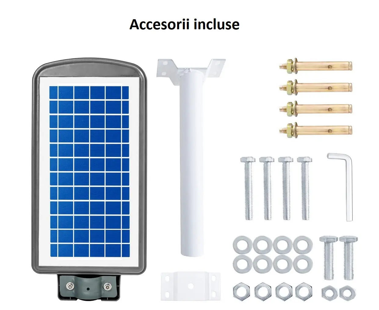 Lampa Stradala LED cu Incarcare Solara, 100W-300W, senzor miscare, acumulator intern, telecomanda