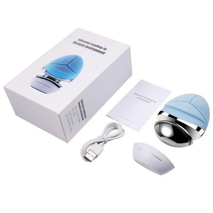 Perie silicon cu 3 programe, pentru curatare si intretinerea pielii fetei, Roz