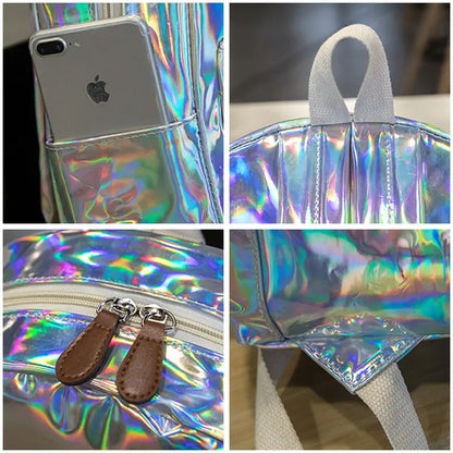 Rucsac Holografic Argintiu Casual Școală BESEDER