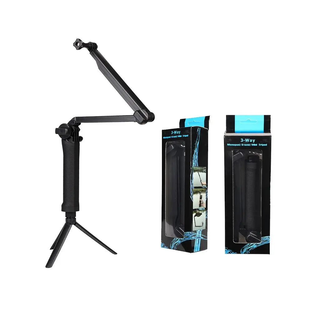 Selfie Stick, pliabil, cu mini trepied, pentru camere video sport, utilizabil in apa