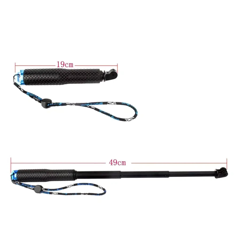 Selfie stick telescopic, din aluminiu, rezistent la apa, pentru camere de actiune