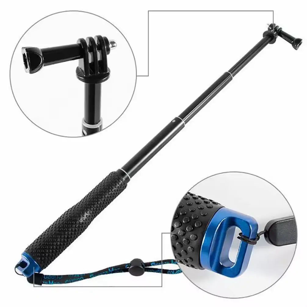Selfie stick telescopic, din aluminiu, rezistent la apa, pentru camere de actiune