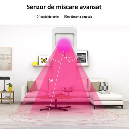 Senzor de miscare inteligent, independent, WiFi, compatibil TuyaSmart si SmartLife, baterie CR123A, alb