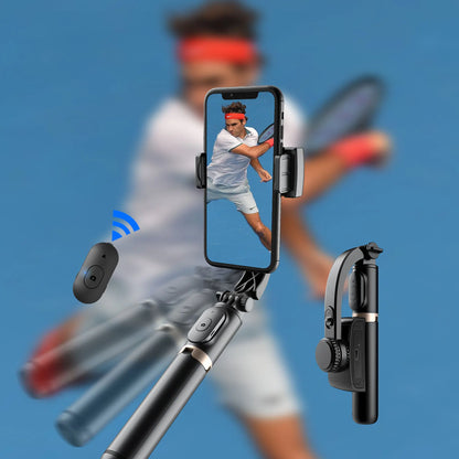 Stick pentru selfie, Bluetooth, Q08, stabilizator Gimbal, o axa, trepied, negru