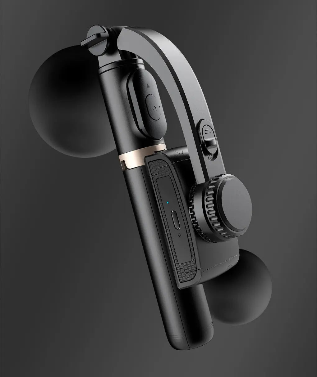 Stick pentru selfie, Bluetooth, Q08, stabilizator Gimbal, o axa, trepied, negru
