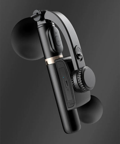 Stick pentru selfie, Bluetooth, Q08, stabilizator Gimbal, o axa, trepied, negru