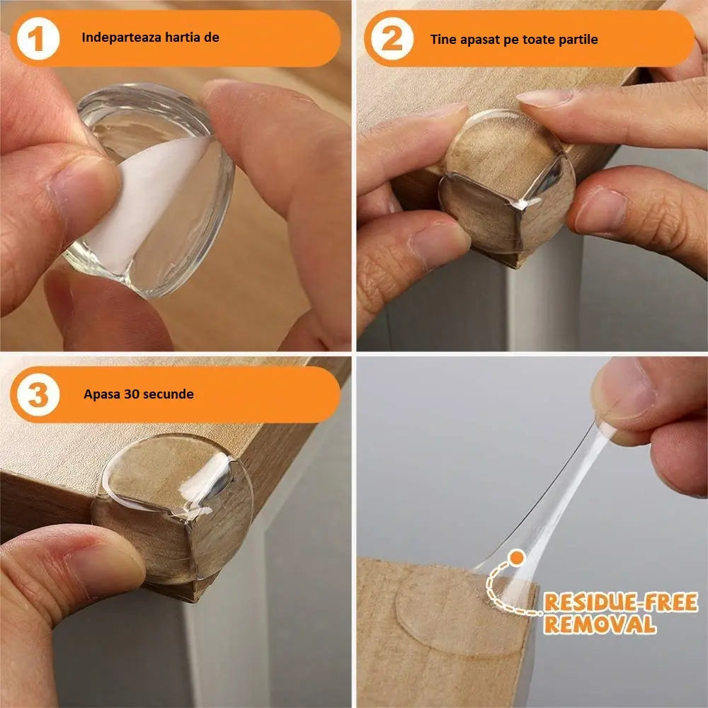 Set 10 Protecții Colțuri Mobilier din Silicon Transparent pentru Siguranța Copiilor, BESEDER