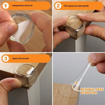 Set 10 Protecții Colțuri Mobilier din Silicon Transparent pentru Siguranța Copiilor, BESEDER