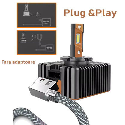 Set 2 Becuri LED Auto D1S 90W M18, BESEDER, 6000K, IP68, Răcire Activă, Chipuri LED CSP TX3570, BESEDER
