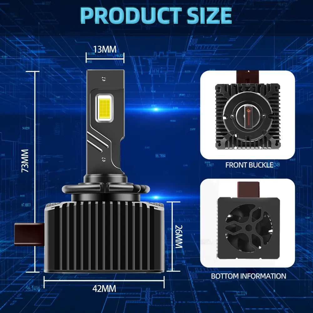 Set 2 Becuri LED Auto D1S 90W M19, BESEDER, 6000K, IP68, Răcire Activă, Chipuri LED CSP TX3570