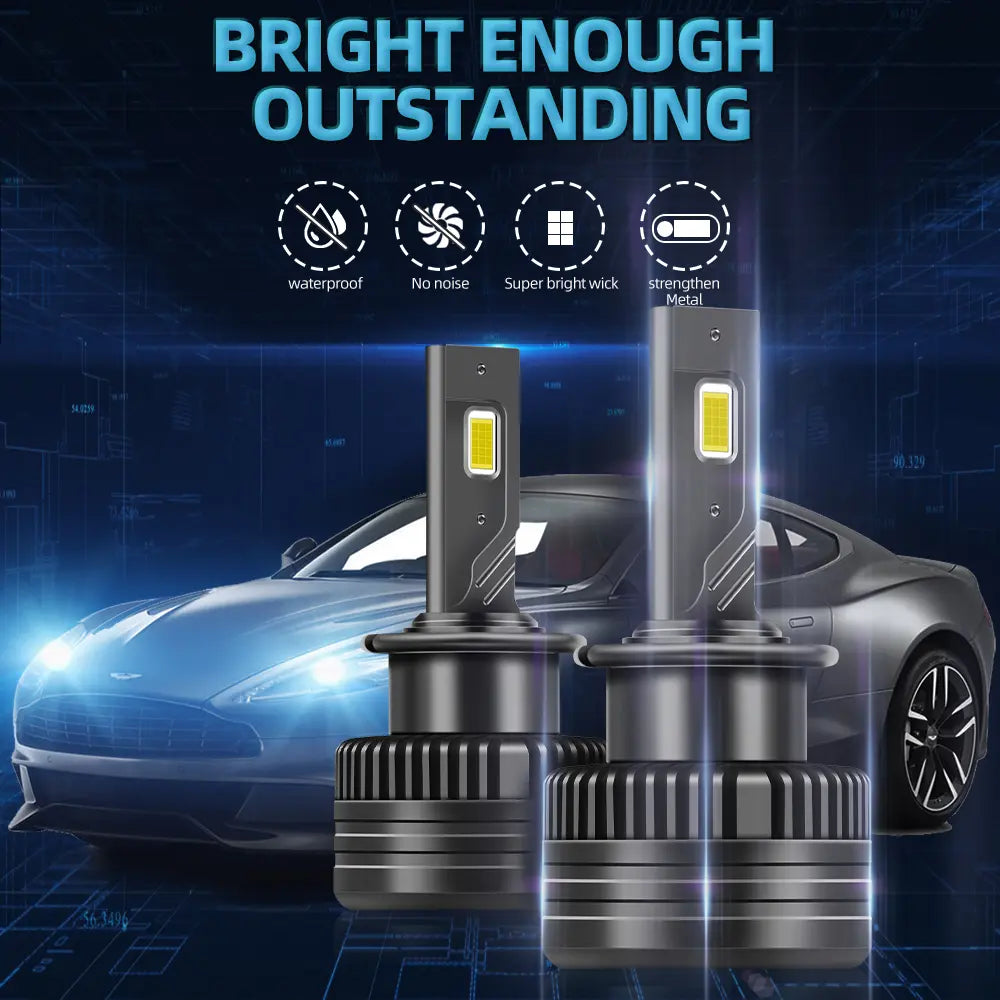 Set 2 Becuri LED Auto D4S, 110W, 6000K, IP68, Răcire Activă, Chipuri LED CSP TX3570, BESEDER
