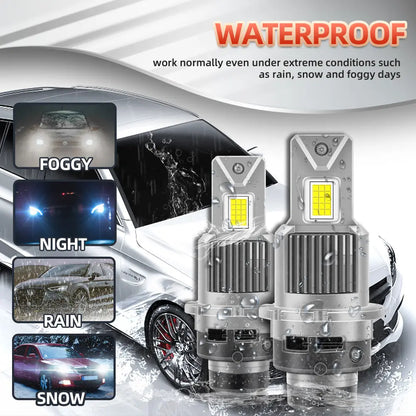 Set 2 Becuri LED Auto BESEDER D2S/D4S 110W, 6000K, IP68, Răcire Activă, Chipuri LED CSP TX7530