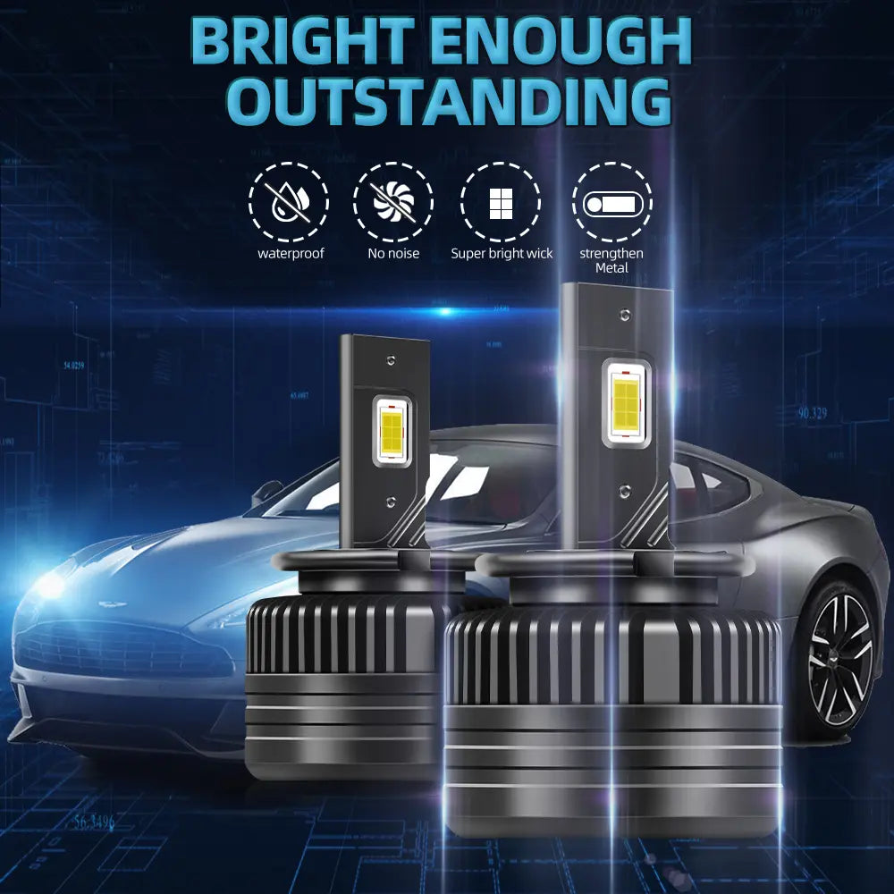 Set 2 Becuri LED Auto BESEDER D5S 110W, 12000 Lumeni, Chipuri Led CSP TX3570, 6000K, IP68, Răcire Activă