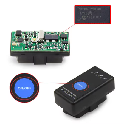 Interfața ELM327 Bluetooth chip 18F25K80 Buton On/Off pentru Diagnoza Auto BESEDER