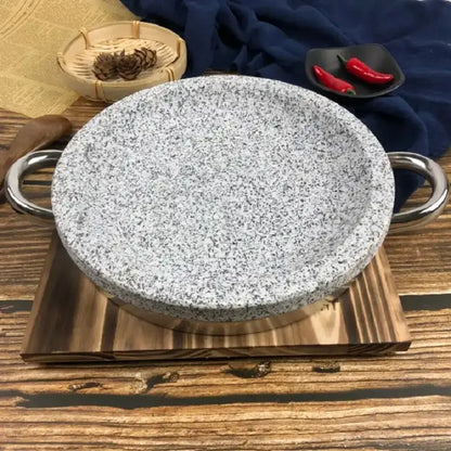 Tigaie din Piatra naturală de granit 30cm cu Mânere, BESEDER, Durabilă și Ideală pentru Gătit Sănătos