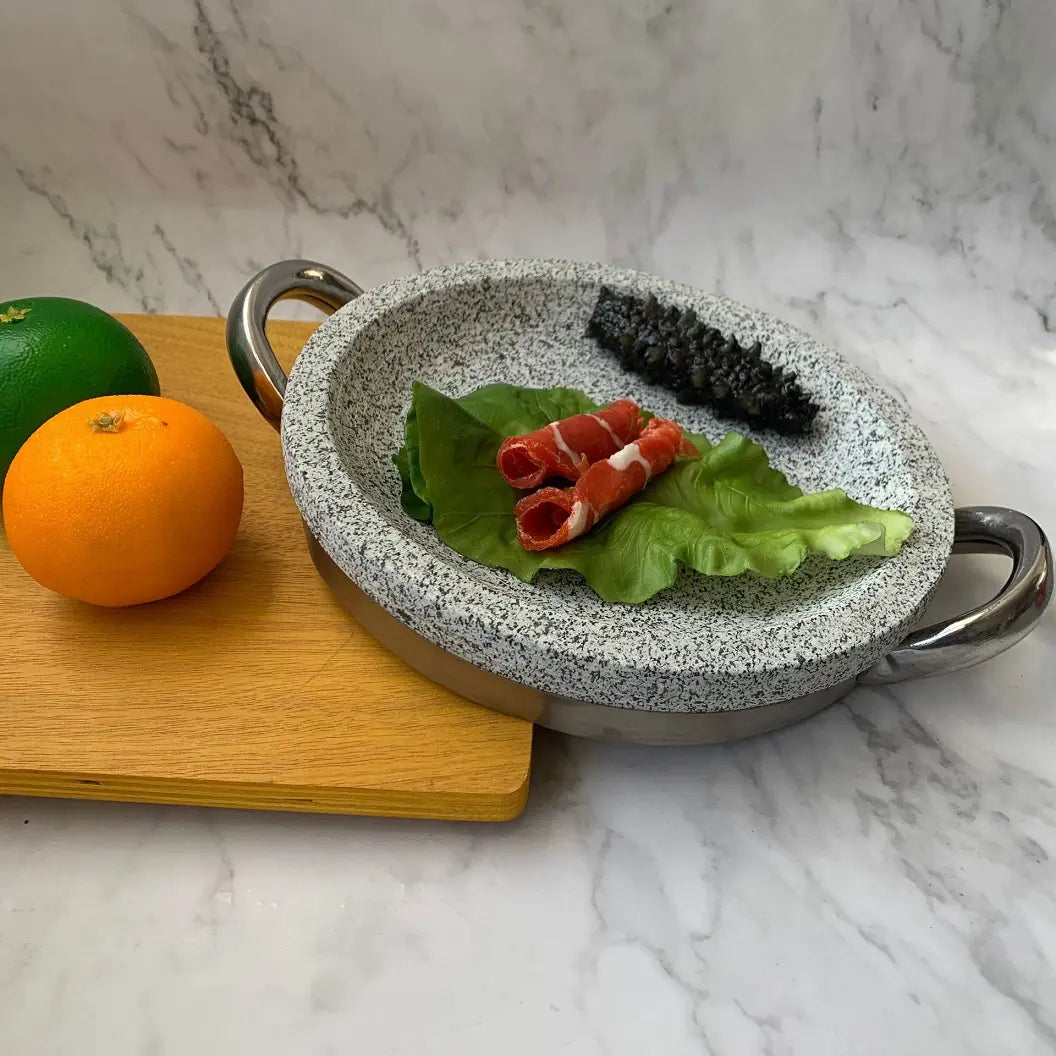 Tigaie din Piatra naturală de granit 30cm cu Mânere, BESEDER, Durabilă și Ideală pentru Gătit Sănătos