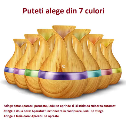 Difuzor Aromaterapie și Umidificator Tip Vaza, BESEDER cu LED și USB