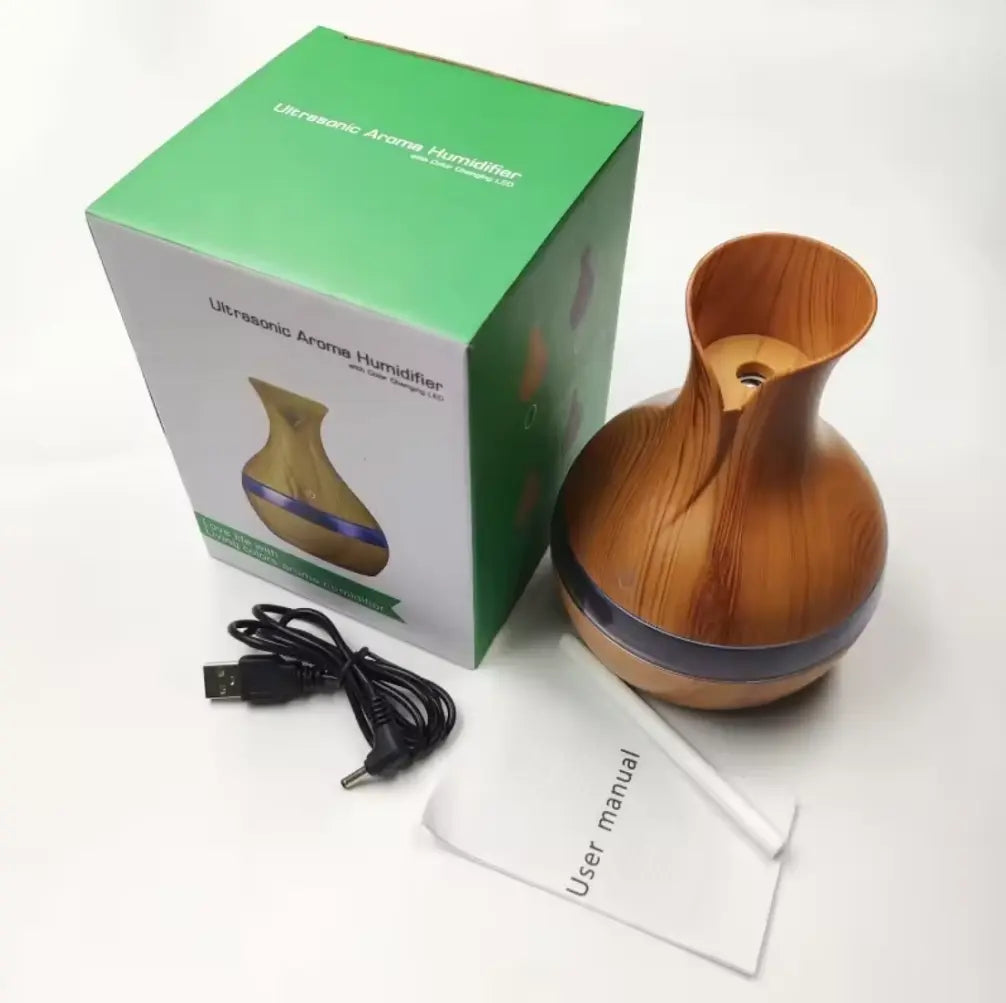 Difuzor Aromaterapie și Umidificator Tip Vaza, BESEDER cu LED și USB